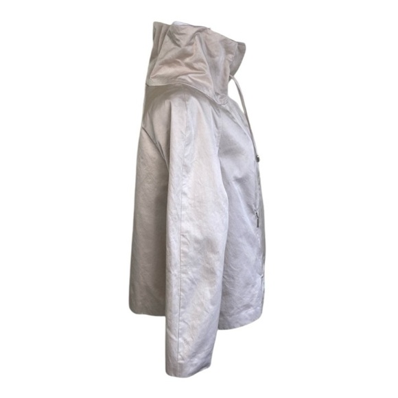 QVC Retro 60s Style A-line Swing Jacket Trenchcoat Full Zip Beige Twee Sz XS - Picture 4 of 14